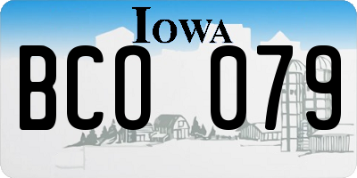 IA license plate BCO079