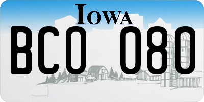 IA license plate BCO080