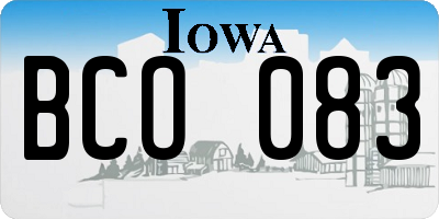 IA license plate BCO083