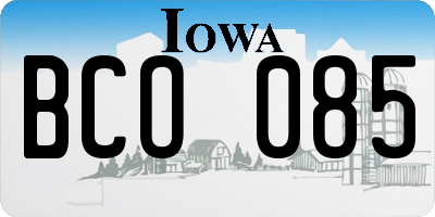 IA license plate BCO085