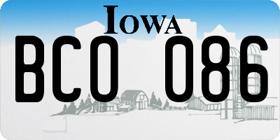 IA license plate BCO086