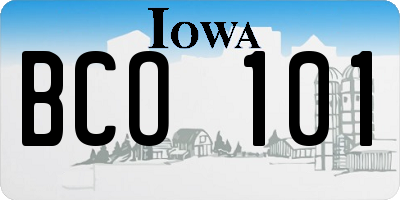 IA license plate BCO101