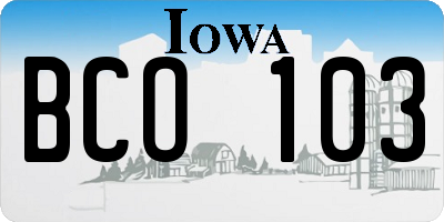 IA license plate BCO103