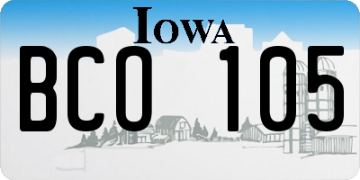 IA license plate BCO105