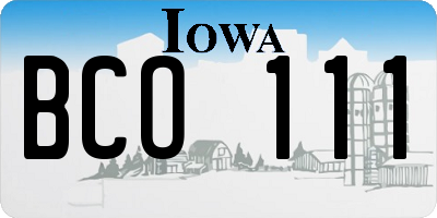 IA license plate BCO111
