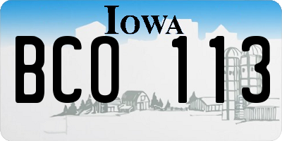 IA license plate BCO113