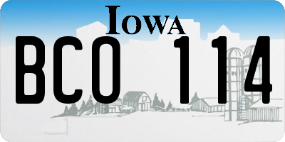 IA license plate BCO114