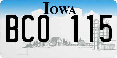 IA license plate BCO115