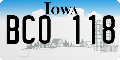IA license plate BCO118
