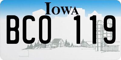 IA license plate BCO119