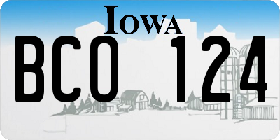 IA license plate BCO124
