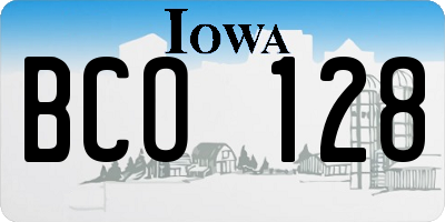 IA license plate BCO128