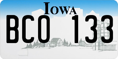 IA license plate BCO133