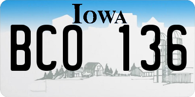 IA license plate BCO136