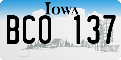 IA license plate BCO137