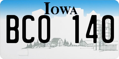 IA license plate BCO140