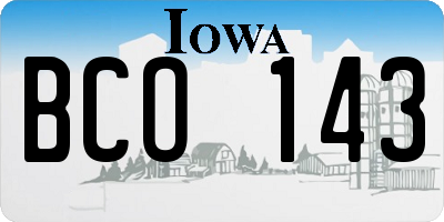 IA license plate BCO143