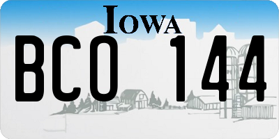IA license plate BCO144