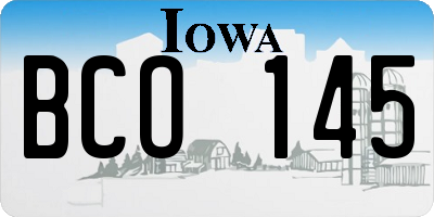 IA license plate BCO145
