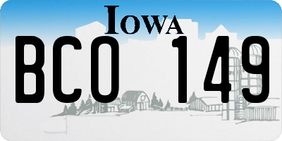 IA license plate BCO149