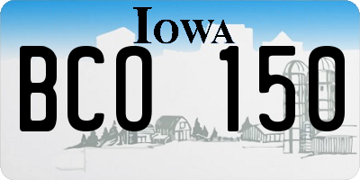 IA license plate BCO150