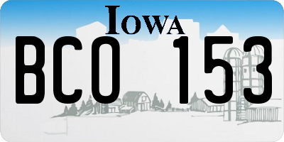 IA license plate BCO153