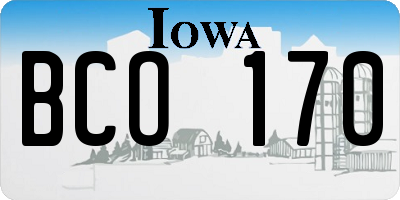 IA license plate BCO170