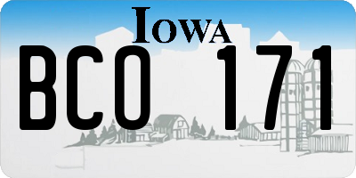 IA license plate BCO171