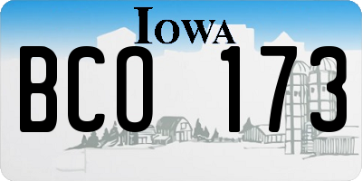 IA license plate BCO173