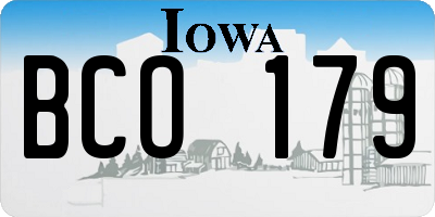 IA license plate BCO179