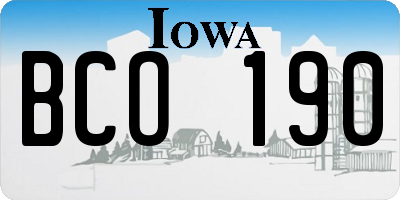 IA license plate BCO190