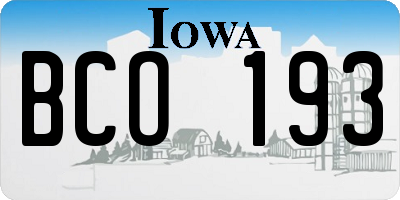 IA license plate BCO193