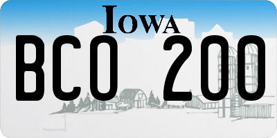 IA license plate BCO200