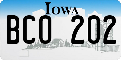 IA license plate BCO202