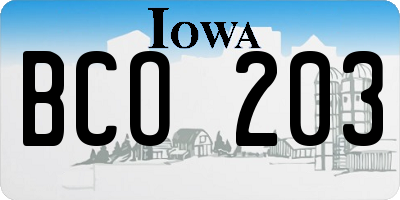 IA license plate BCO203