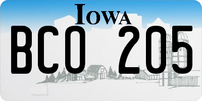 IA license plate BCO205