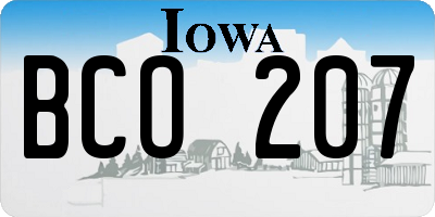 IA license plate BCO207