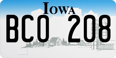 IA license plate BCO208
