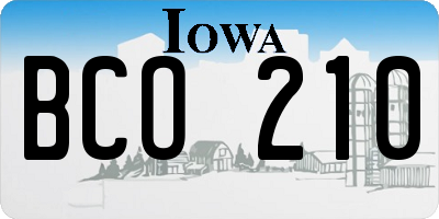 IA license plate BCO210
