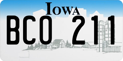 IA license plate BCO211