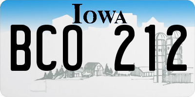 IA license plate BCO212