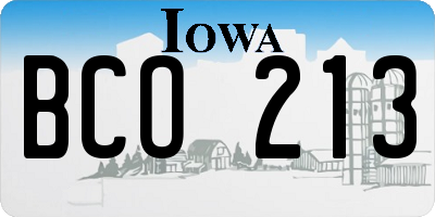 IA license plate BCO213