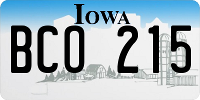 IA license plate BCO215