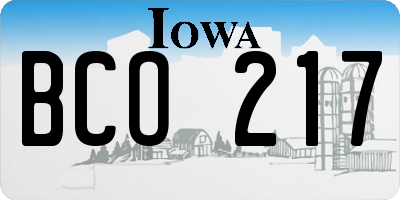 IA license plate BCO217