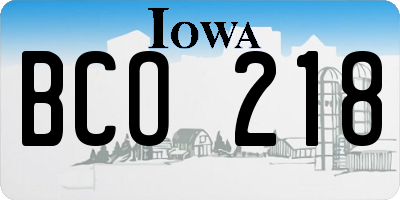 IA license plate BCO218