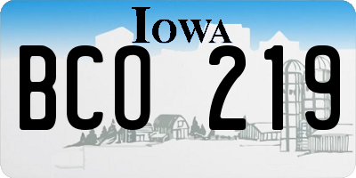 IA license plate BCO219
