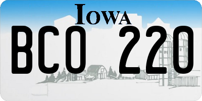 IA license plate BCO220