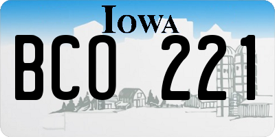 IA license plate BCO221