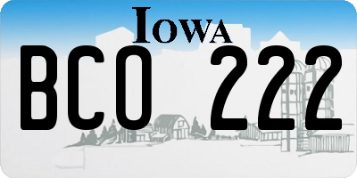 IA license plate BCO222