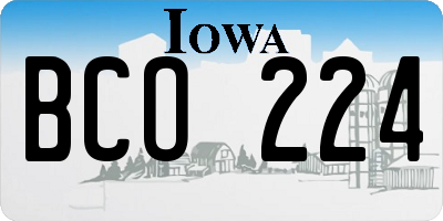 IA license plate BCO224